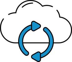 Cloud Sync Icon In Blue And White Color. vector