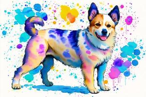 Watercolor painting of the Aidi Dog. The Majestic Aidi the Guardian of the Atlas Mountains. photo