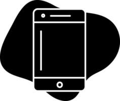 plano estilo teléfono inteligente icono en negro antecedentes. vector