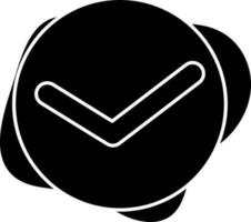 Flat Style Check Button Icon On Black Background. vector