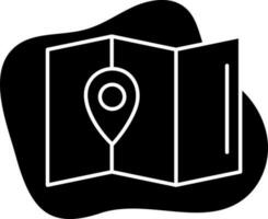 Glyph Style Map Navigation Icon On Black Background. vector