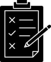 Clipboard List With Pencil Icon In Glyph Style. vector