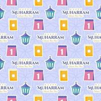 Happy Islamic New Year Seamless Pattern Design Flat Illustration with Muslims Elements in Template Hand Drawn vector