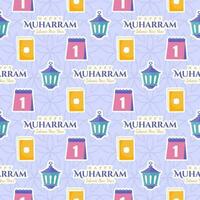 Happy Islamic New Year Seamless Pattern Design Flat Illustration with Muslims Elements in Template Hand Drawn vector