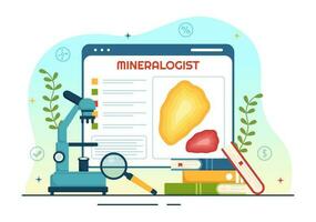 mineralogista vector ilustración con natural Roca y mineral estructura para joyería o químico reacción en plano dibujos animados mano dibujado plantillas