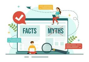 Fact Check Vector Illustration With Myths vs Facts News for Thorough Checking or Compare Evidence in Flat Cartoon Hand Drawn Landing Page Templates