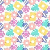 Happy Islamic New Year Seamless Pattern Design Flat Illustration with Muslims Elements in Template Hand Drawn vector