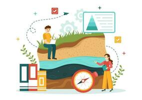 Geologist Vector Illustration with Soil Analysis and Features of the Earth for Science, Research or Expedition in Flat Cartoon Hand Drawn Templates