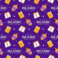Happy Islamic New Year Seamless Pattern Design Flat Illustration with Muslims Elements in Template Hand Drawn vector