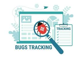 Bug Tracking Vector Illustration with Mobile Phone Protection from Computer Virus on Big Screen in Website Security Flat Cartoon Hand Drawn Templates