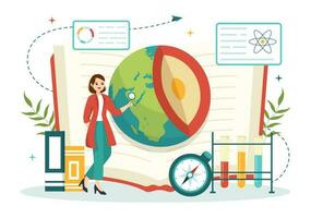 Geologist Vector Illustration with Soil Analysis and Features of the Earth for Science, Research or Expedition in Flat Cartoon Hand Drawn Templates