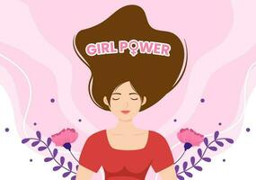 Girl Power Vector Illustration to Show Women Can Also Be Stronger and Independent in Woman Rights and Diversity Flat Cartoon Hand Drawn Templates