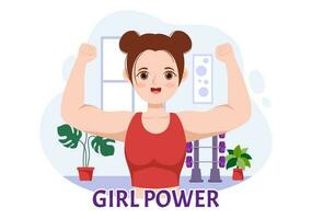 Girl Power Vector Illustration to Show Women Can Also Be Stronger and Independent in Woman Rights and Diversity Flat Cartoon Hand Drawn Templates