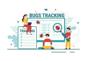 Bug Tracking Vector Illustration with Mobile Phone Protection from Computer Virus on Big Screen in Website Security Flat Cartoon Hand Drawn Templates