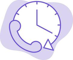 Flat Style Phone 24 Hours Icon On Purple Background. vector