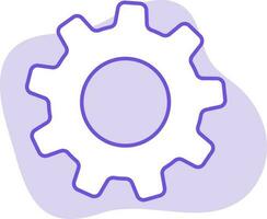 Flat Style Cogwheel Icon On Purple Background. vector