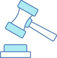 Blue And White Judge Gavel Or Action Icon. vector