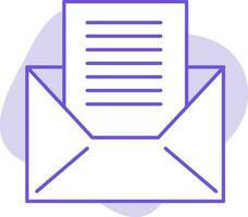 Flat Style Envelope With Paper Icon On Purple Background. vector