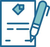 Paper With Pen Icon In Blue And White Color.. vector