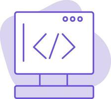 Web Coding In Desktop Icon On Purple Background. vector