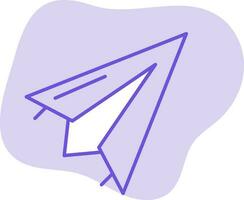 plano estilo papel avión icono en púrpura antecedentes. vector