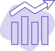 Growth Bar Graph Icon On Purple Background. vector