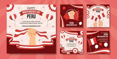 Peru Independence Day Social Media Post Illustration Flat Cartoon Hand Drawn Templates Background vector