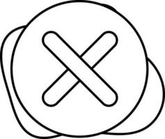Black Line Art Delete Button Or Cross Sign On White Background. vector