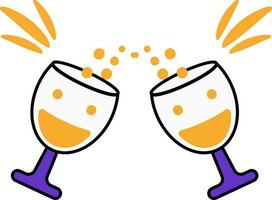 Illustration of Couple Cheers Drink Glass Orange And Violet Icon. vector