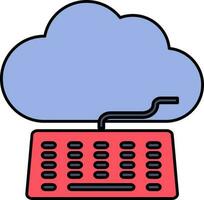 Isolated Cloud With Keyboard Icon In Blue And Red Color. vector