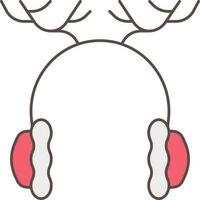 Reindeer Ear Muffs Icon In Red And White Color. vector