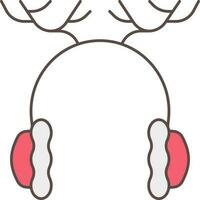 Reindeer Ear Muffs Icon In Red And White Color. vector