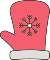 Snowflake Glove Or Mitten Icon In Red And Gray Color. vector