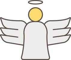 Cartoon Character Angel Icon In Gray And Yellow Color. vector