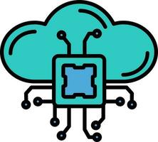 Illustration Of Cloud Chip Icon In Turquoise Color. vector