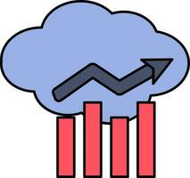 Blue And Red Cloud Analysis Icon Or Symbol. vector