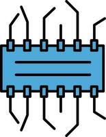Integrated Circuit Chip Icon in Blue Color. vector