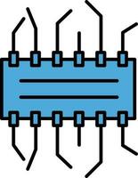 integrado circuito chip icono en azul color. vector