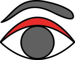 ojo con frente icono en gris y rojo color. vector