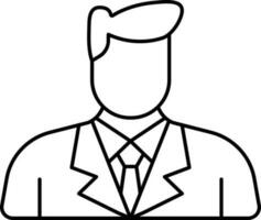 Faceless Business Man Icon In Black Line Art. vector