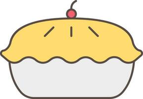 Pie Cake Icon In Yellow And Gray Color. vector