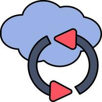 Isolated Cloud Sync Icon In Blue And Red Color. vector