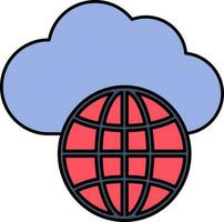 azul y rojo global nube icono o símbolo. vector