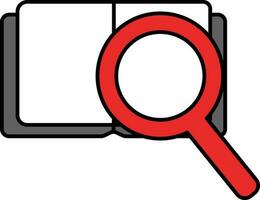 Searching Book Icon In Grey And Red Color. vector