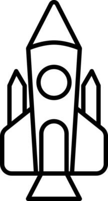 Isolated Rocket Icon In Thin Line Art.