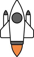 Rocket Icon In Gray And White Color. vector