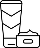 Cream Tube And Jar Icon In Black Outline. vector