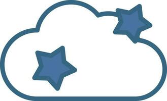 Cloud With Star Icon In Blue And White Color. vector