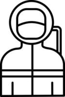 Flat Style Astronaut Icon In Black Outline. vector