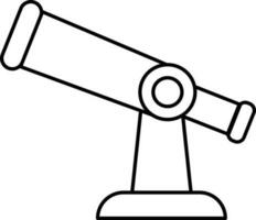 Telescope Icon In Black Outline. vector